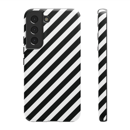 Black White Diagonal Phone Case Cover Protective Sleek Cell Phone Case Modern Smartphone Stylish - Samsung Galaxy S22