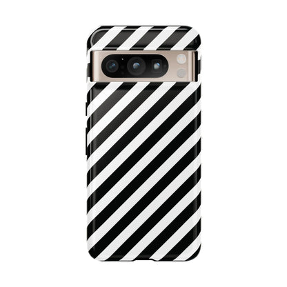 Black White Diagonal Phone Case Cover Protective Sleek Cell Phone Case Modern Smartphone Stylish - Google Pixel 8 Pro