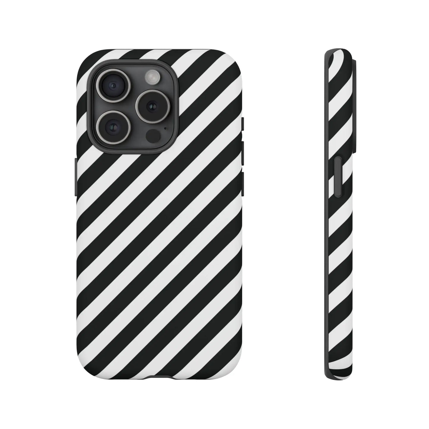 Black White Diagonal Phone Case Cover Protective Sleek Cell Phone Case Modern Smartphone Stylish - iPhone 15 Pro