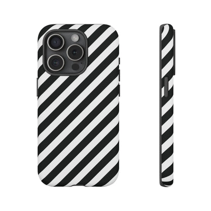 Black White Diagonal Phone Case Cover Protective Sleek Cell Phone Case Modern Smartphone Stylish - iPhone 15 Pro