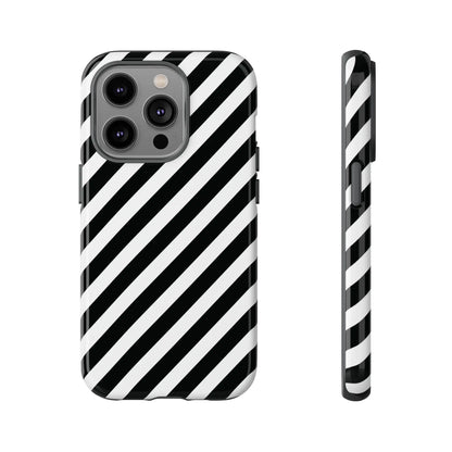 Black White Diagonal Phone Case Cover Protective Sleek Cell Phone Case Modern Smartphone Stylish - iPhone 14 Pro
