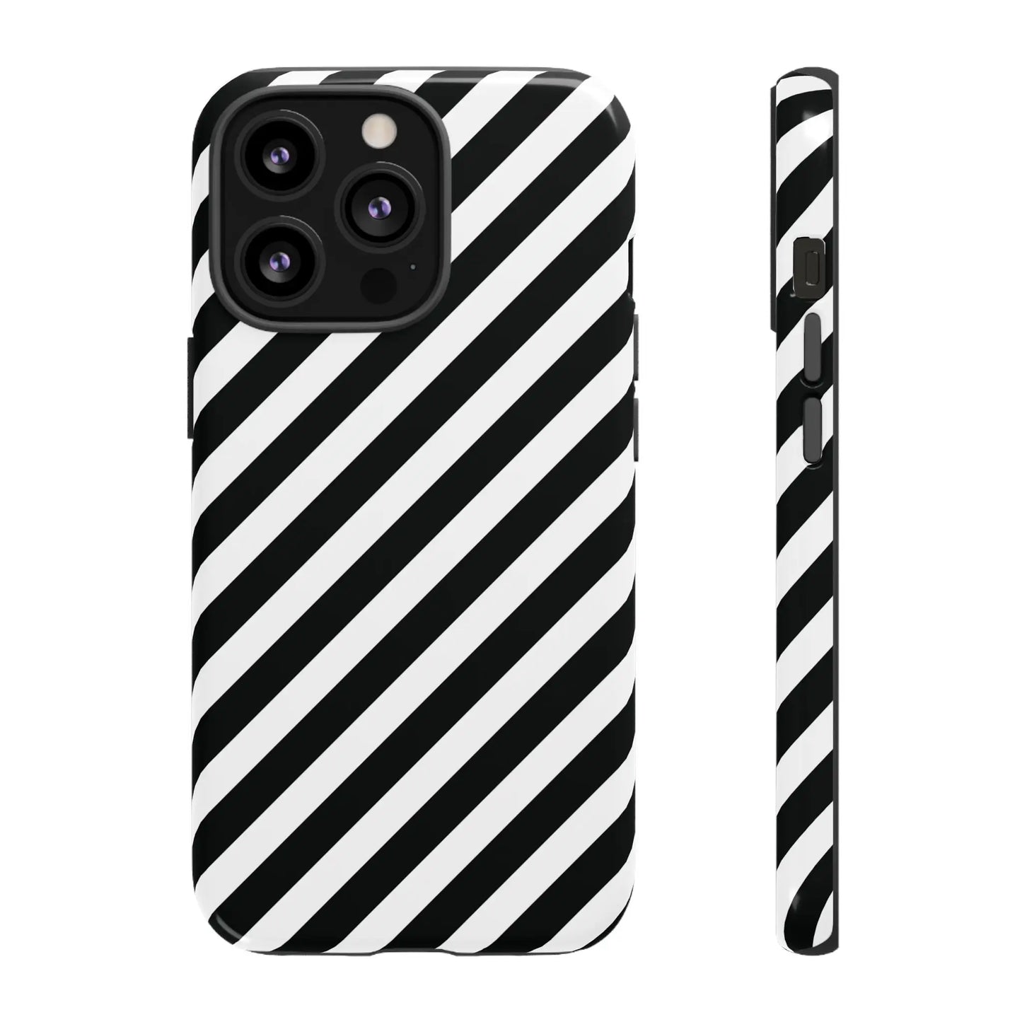 Black White Diagonal Phone Case Cover Protective Sleek Cell Phone Case Modern Smartphone Stylish - iPhone 13 Pro