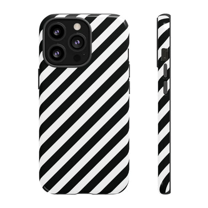 Black White Diagonal Phone Case Cover Protective Sleek Cell Phone Case Modern Smartphone Stylish - iPhone 13 Pro