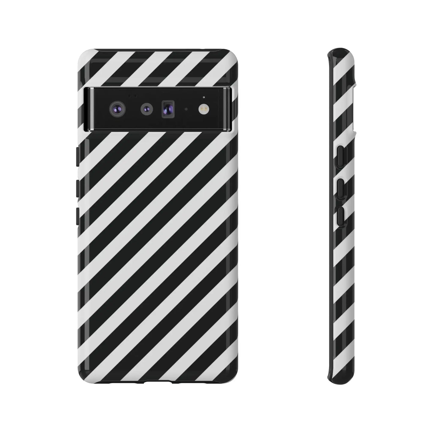 Black White Diagonal Phone Case Cover Protective Sleek Cell Phone Case Modern Smartphone Stylish - Google Pixel 6 Pro