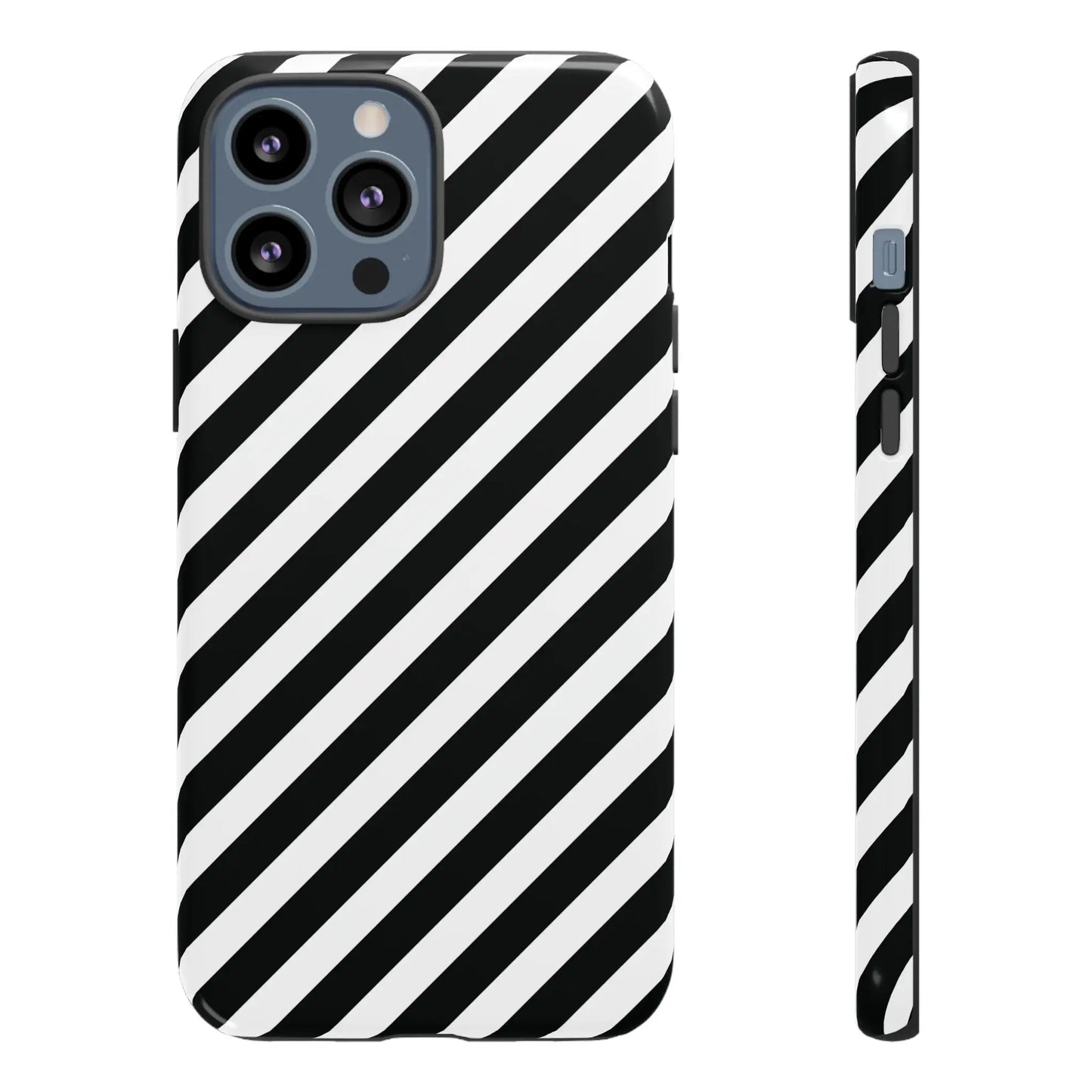 Black White Diagonal Phone Case Cover Protective Sleek Cell Phone Case Modern Smartphone Stylish - iPhone 13 Pro Max