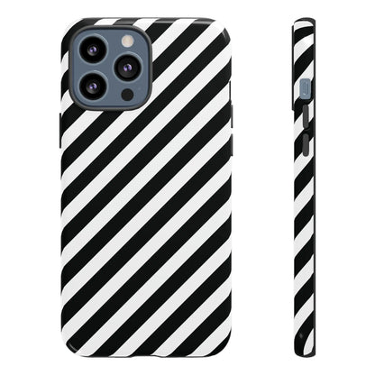 Black White Diagonal Phone Case Cover Protective Sleek Cell Phone Case Modern Smartphone Stylish - iPhone 13 Pro Max