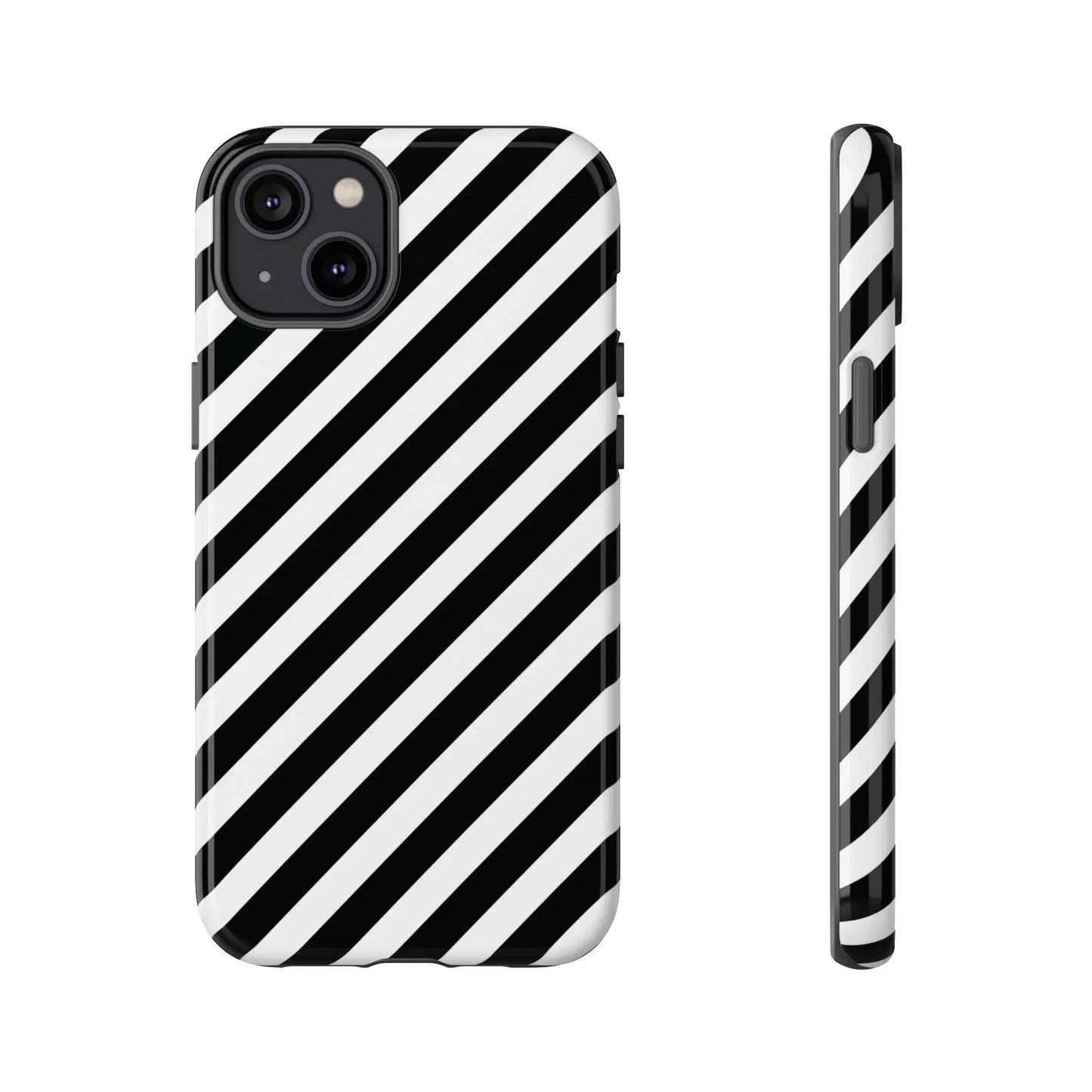 Black White Diagonal Phone Case Cover Protective Sleek Cell Phone Case Modern Smartphone Stylish - iPhone 14 Plus