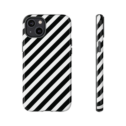 Black White Diagonal Phone Case Cover Protective Sleek Cell Phone Case Modern Smartphone Stylish - iPhone 14 Plus