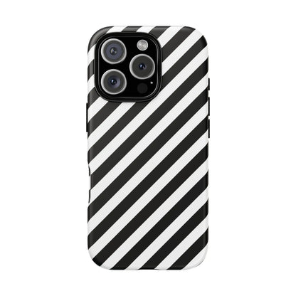 Black White Diagonal Phone Case Cover Protective Sleek Cell Phone Case Modern Smartphone Stylish - iPhone 16 Pro