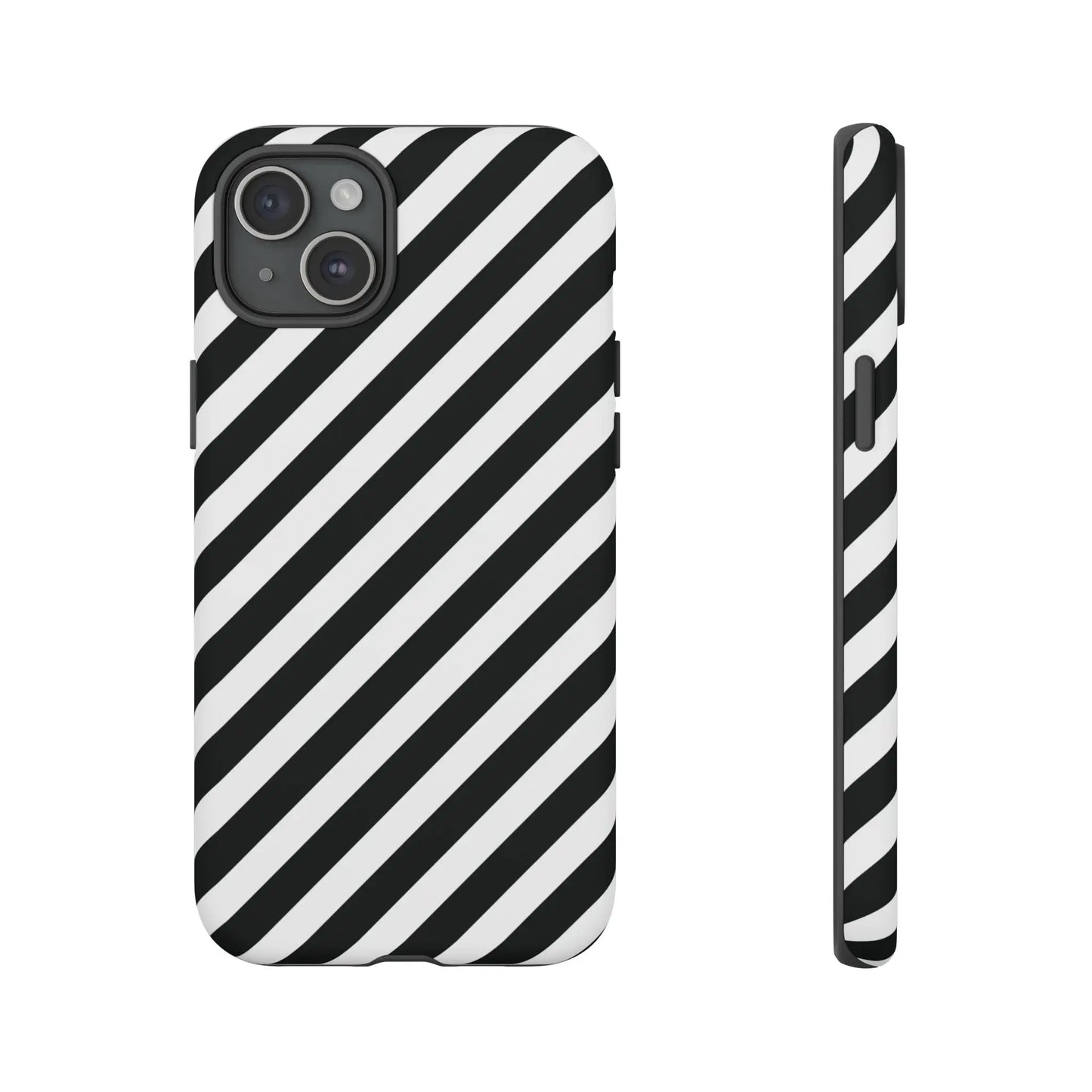 Black White Diagonal Phone Case Cover Protective Sleek Cell Phone Case Modern Smartphone Stylish - iPhone 15 Plus