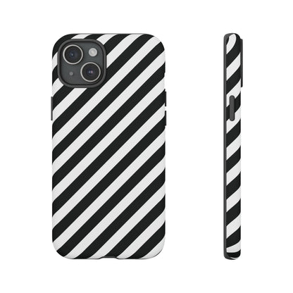 Black White Diagonal Phone Case Cover Protective Sleek Cell Phone Case Modern Smartphone Stylish - iPhone 15 Plus