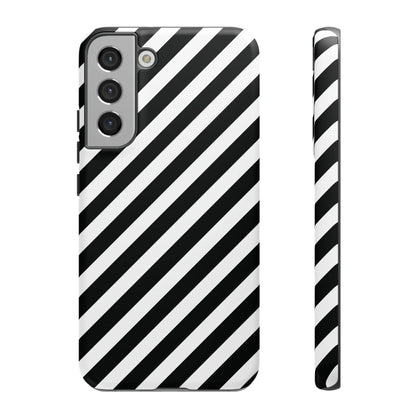 Black White Diagonal Phone Case Cover Protective Sleek Cell Phone Case Modern Smartphone Stylish - Samsung Galaxy S22