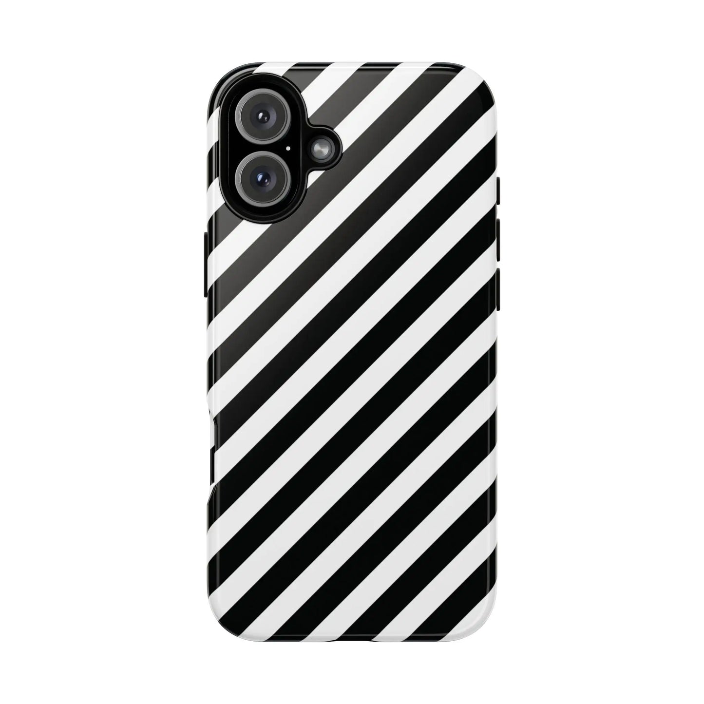 Black White Diagonal Phone Case Cover Protective Sleek Cell Phone Case Modern Smartphone Stylish - iPhone 16 Plus