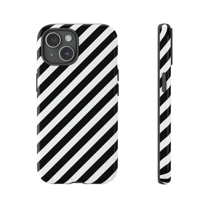 Black White Diagonal Phone Case Cover Protective Sleek Cell Phone Case Modern Smartphone Stylish - iPhone 15 / Glossy