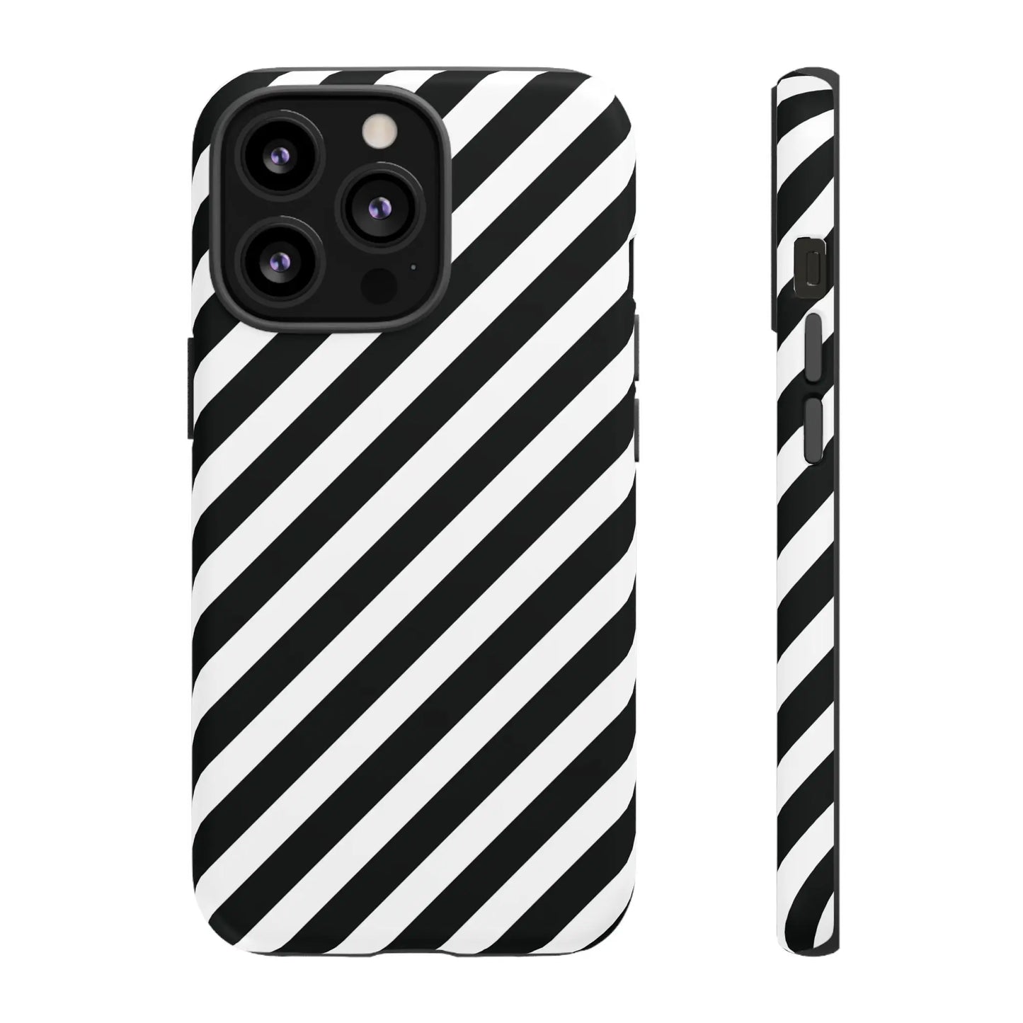Black White Diagonal Phone Case Cover Protective Sleek Cell Phone Case Modern Smartphone Stylish - iPhone 13 Pro