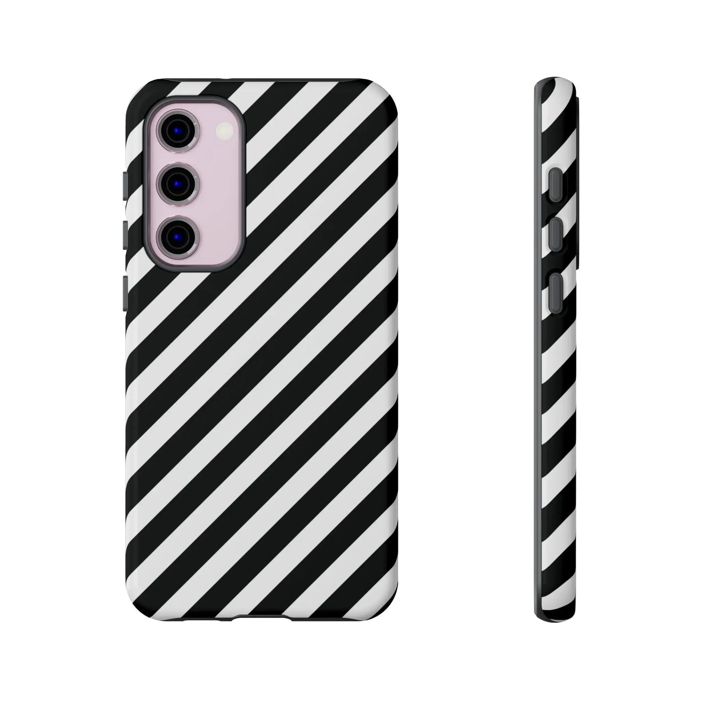 Black White Diagonal Phone Case Cover Protective Sleek Cell Phone Case Modern Smartphone Stylish - Samsung Galaxy S23