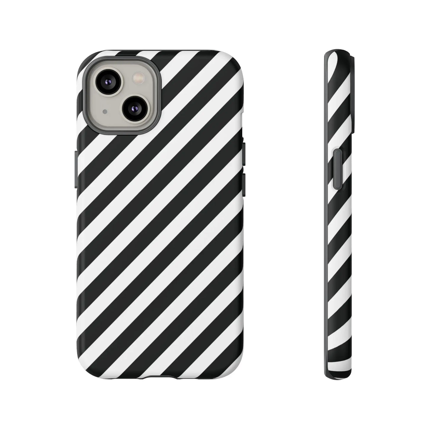 Black White Diagonal Phone Case Cover Protective Sleek Cell Phone Case Modern Smartphone Stylish - iPhone 14 / Matte