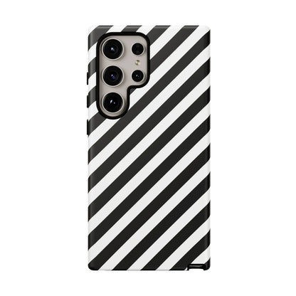 Black White Diagonal Phone Case Cover Protective Sleek Cell Phone Case Modern Smartphone Stylish - Samsung Galaxy S24