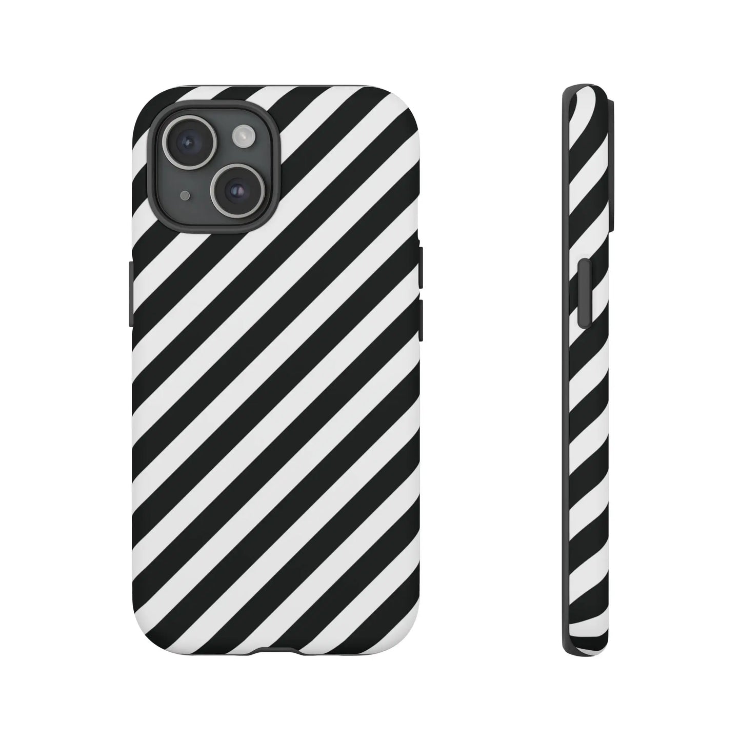 Black White Diagonal Phone Case Cover Protective Sleek Cell Phone Case Modern Smartphone Stylish - iPhone 15 / Matte