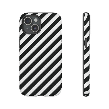 Black White Diagonal Phone Case Cover Protective Sleek Cell Phone Case Modern Smartphone Stylish - iPhone 15 / Matte