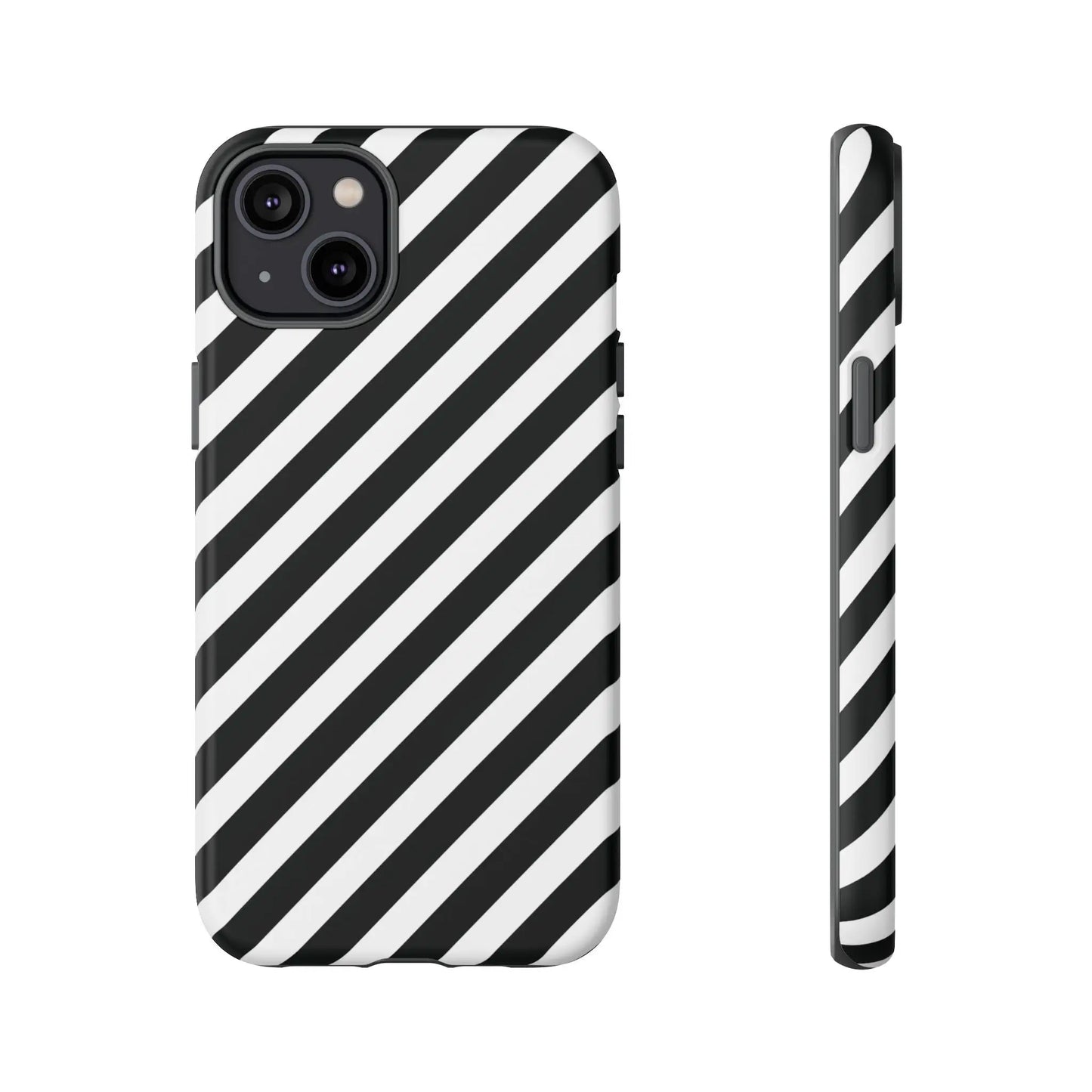Black White Diagonal Phone Case Cover Protective Sleek Cell Phone Case Modern Smartphone Stylish - iPhone 14 Plus