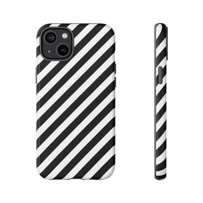 Black White Diagonal Phone Case Cover Protective Sleek Cell Phone Case Modern Smartphone Stylish - iPhone 14 Plus