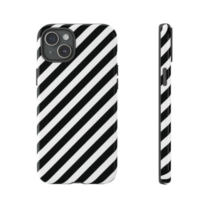 Black White Diagonal Phone Case Cover Protective Sleek Cell Phone Case Modern Smartphone Stylish - iPhone 15 Plus
