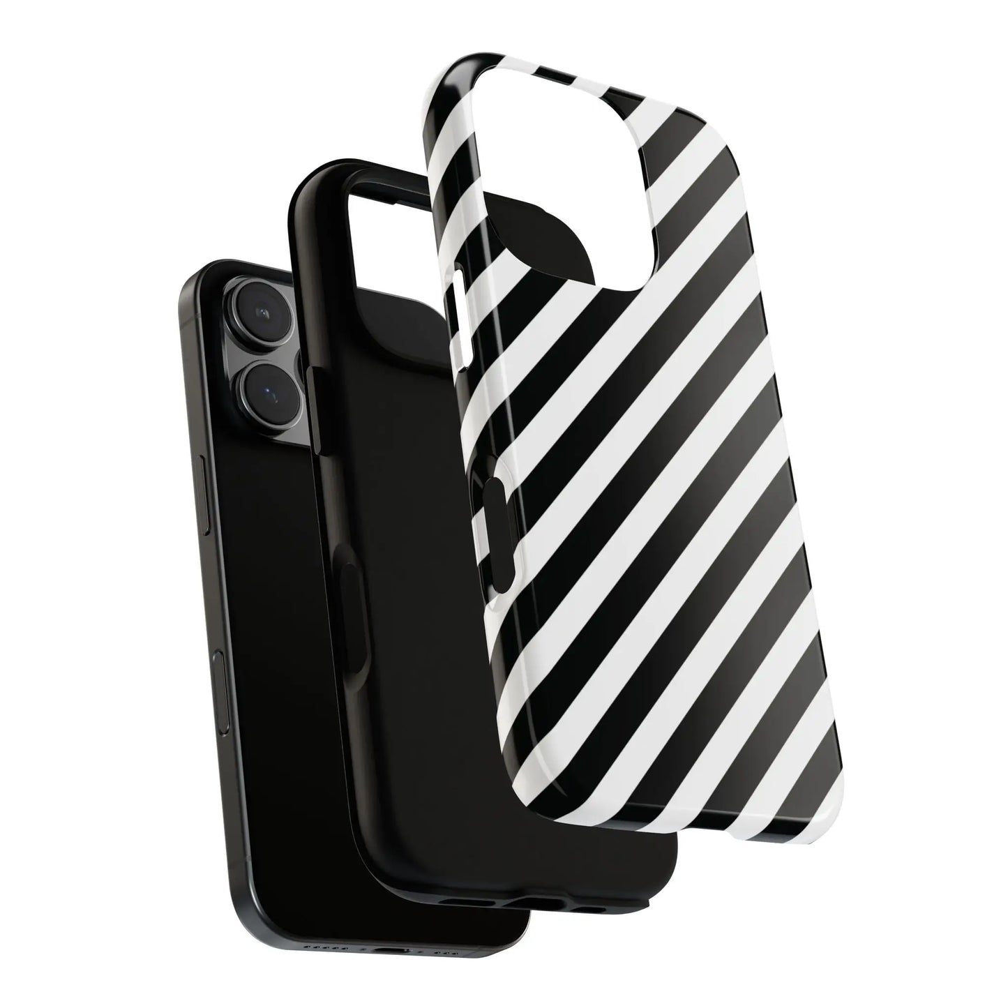 Black White Diagonal Phone Case Cover Protective Sleek Cell Phone Case Modern Smartphone Stylish - Mobile Phone Cases