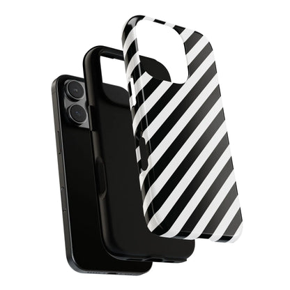 Black White Diagonal Phone Case Cover Protective Sleek Cell Phone Case Modern Smartphone Stylish - Mobile Phone Cases