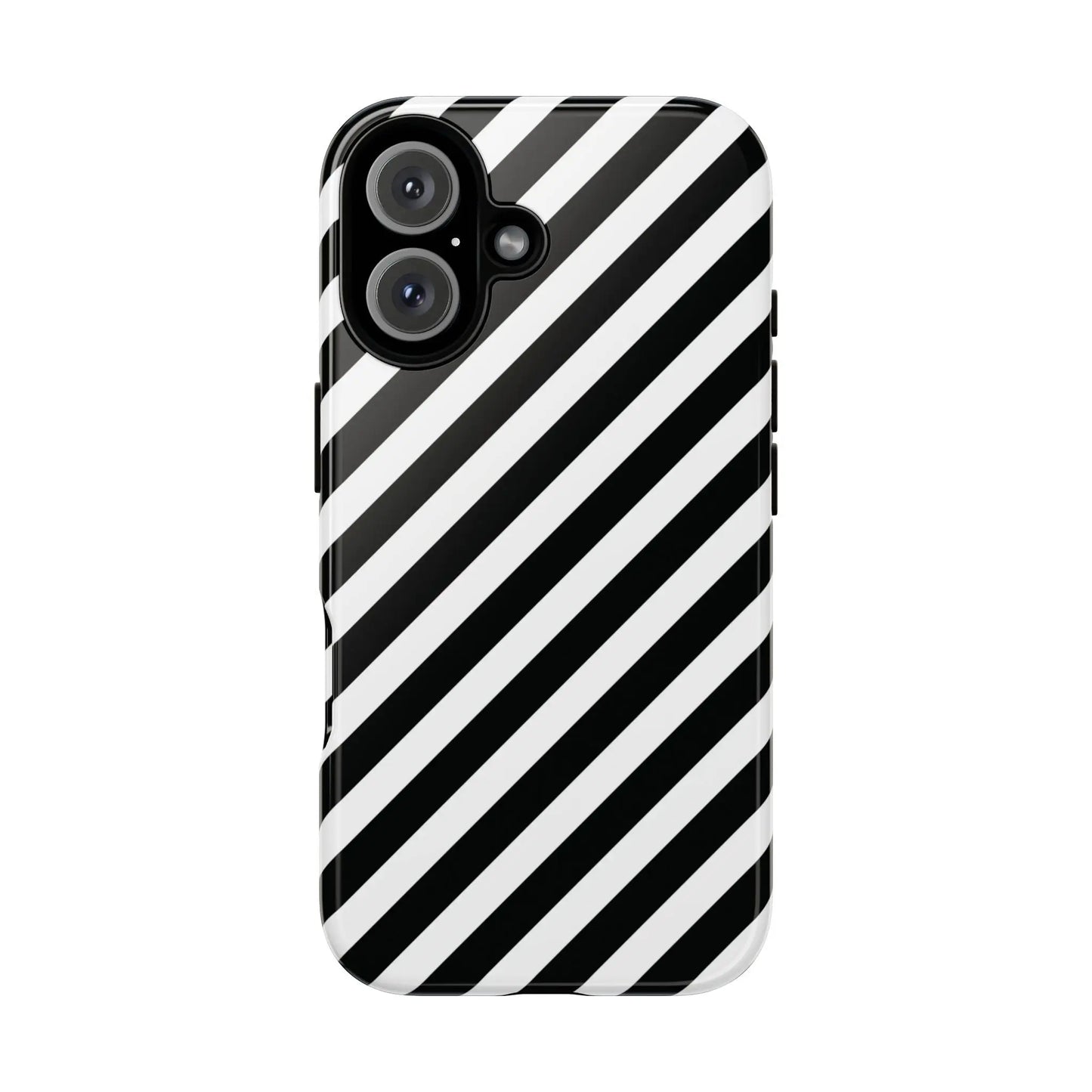 Black White Diagonal Phone Case Cover Protective Sleek Cell Phone Case Modern Smartphone Stylish - iPhone 16 / Glossy