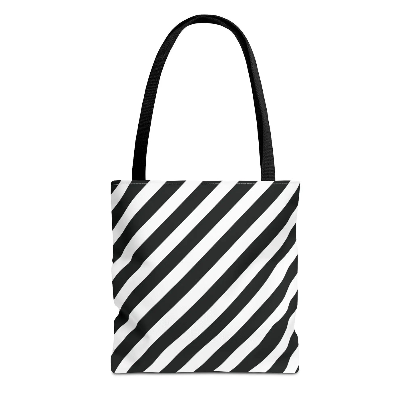 Black and White Diagonal Striped Tote Bag - 13’’ × 13’’ / Black - Tote Bag