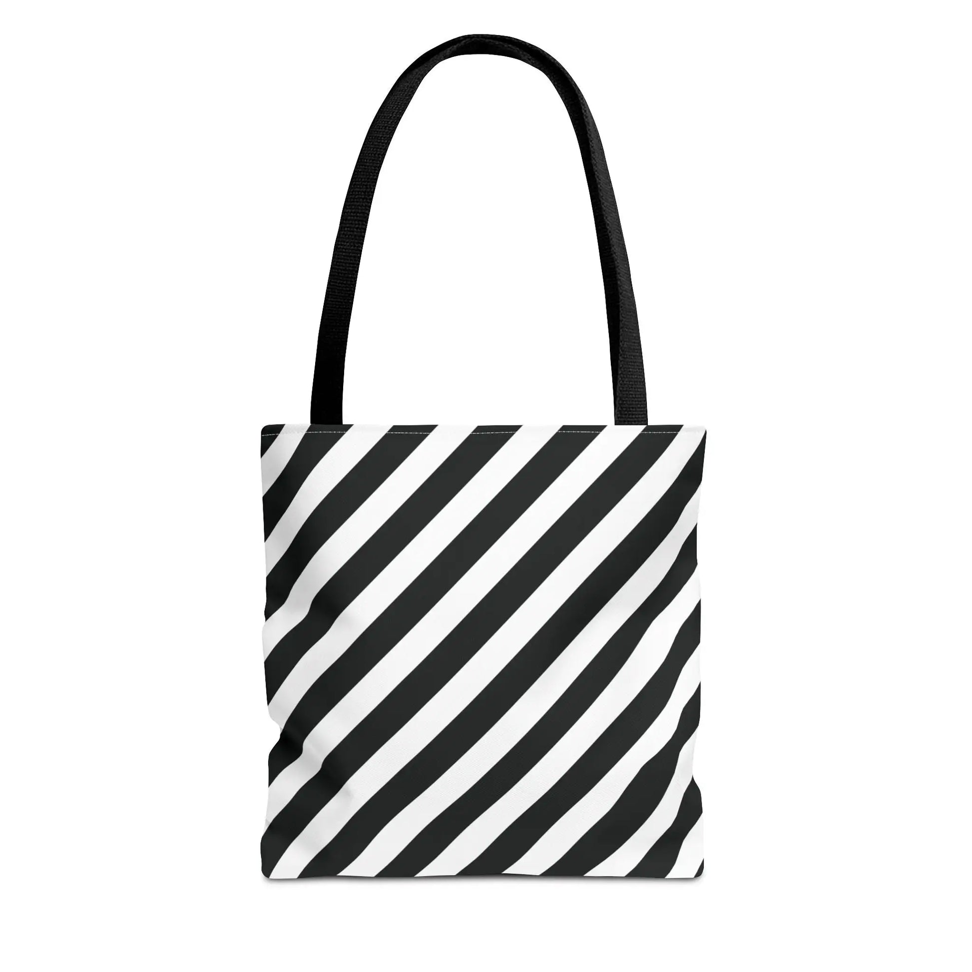 Black and White Diagonal Striped Tote Bag - 13’’ × 13’’ / Black - Tote Bag