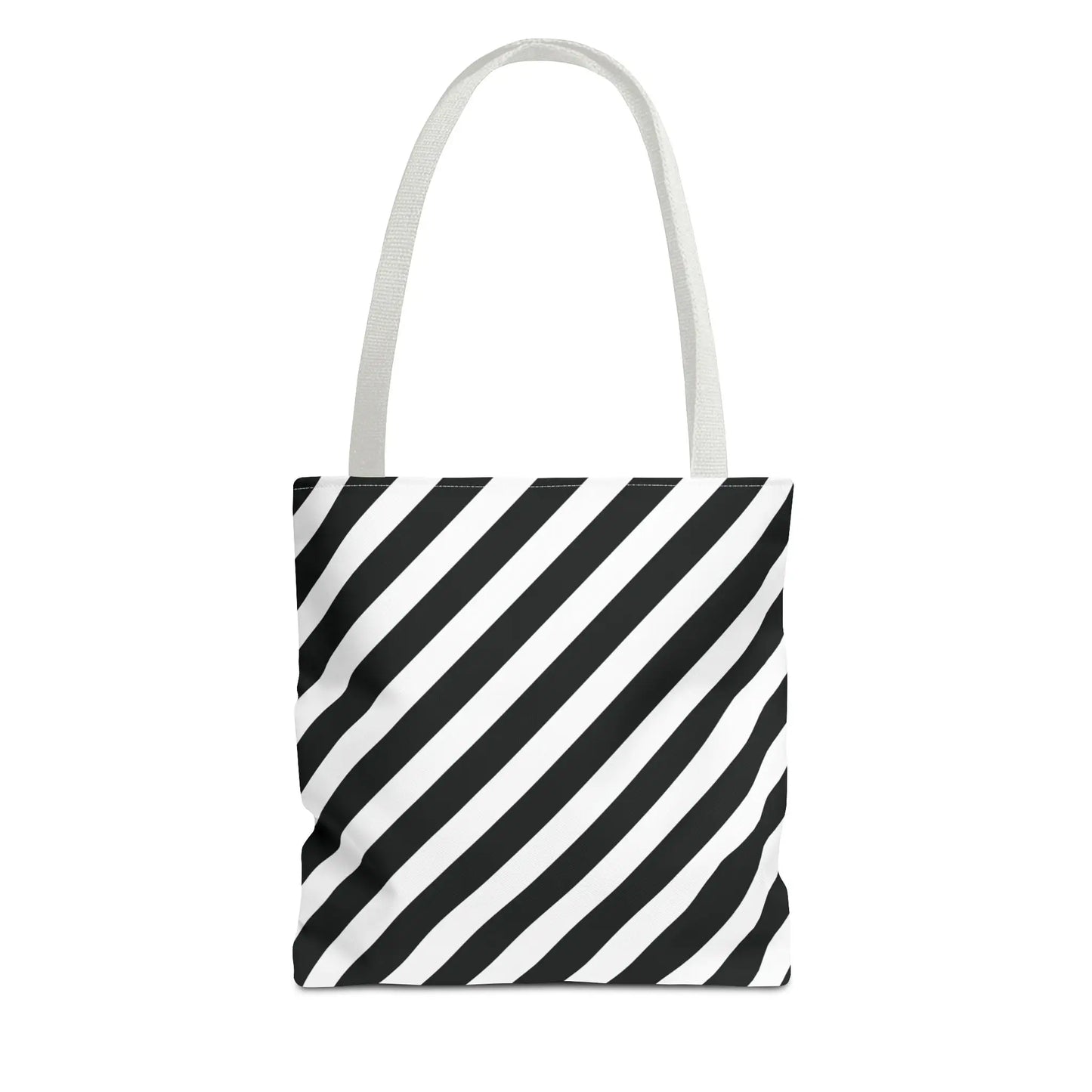 Black and White Diagonal Striped Tote Bag - 13’’ × 13’’ / White - Tote Bag