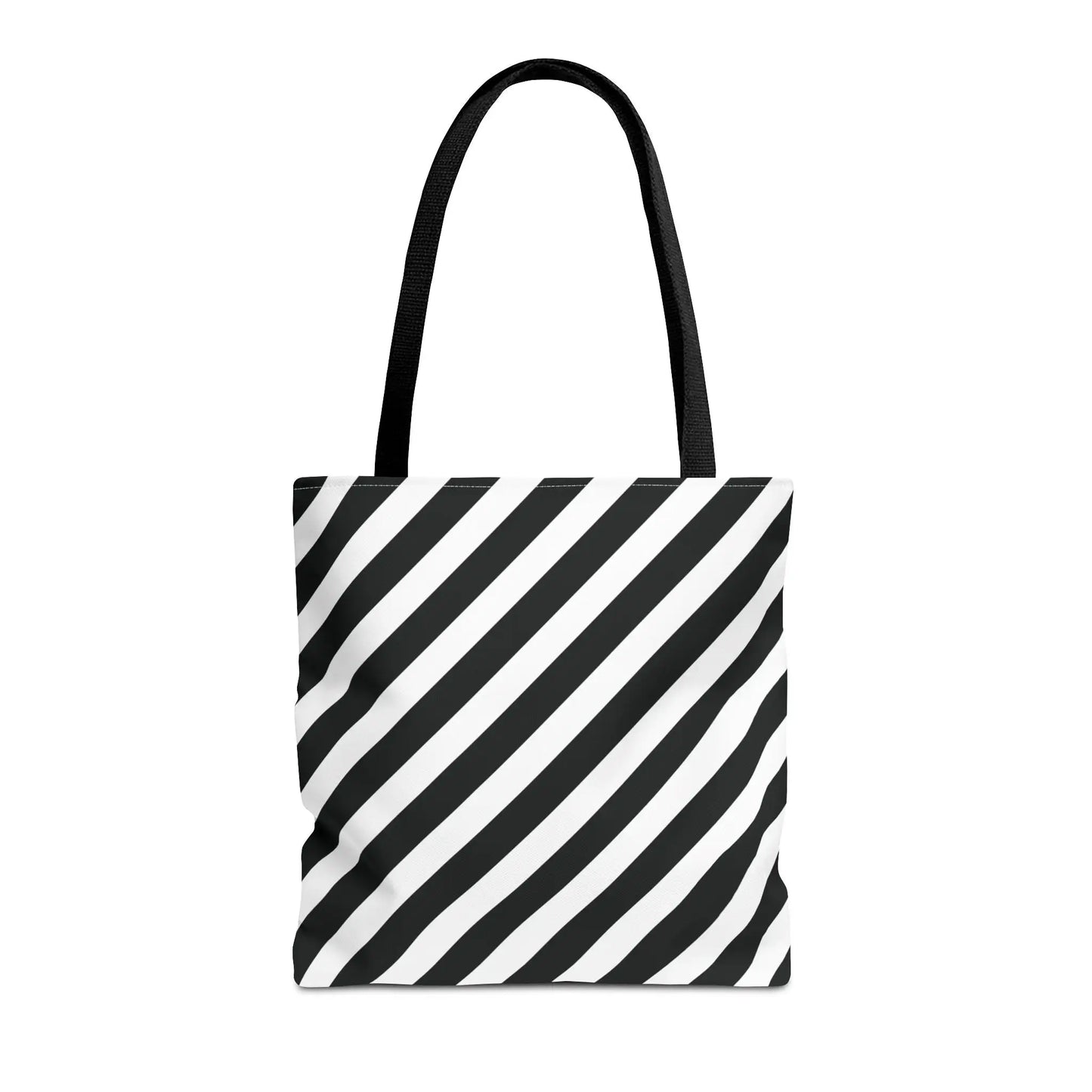 Black and White Diagonal Striped Tote Bag - 16’’ × 16’’ / Black - Tote Bag