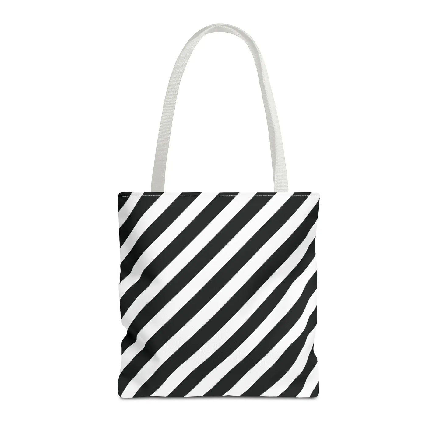 Black and White Diagonal Striped Tote Bag - 16’’ × 16’’ / White - Tote Bag