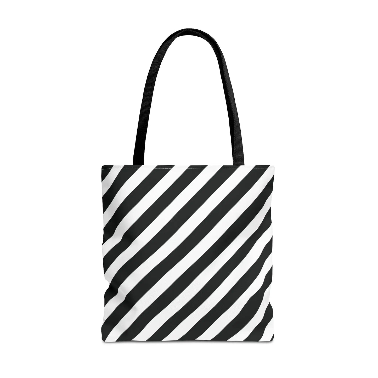 Black and White Diagonal Striped Tote Bag - 18’’ × 18’’ / Black - Tote Bag
