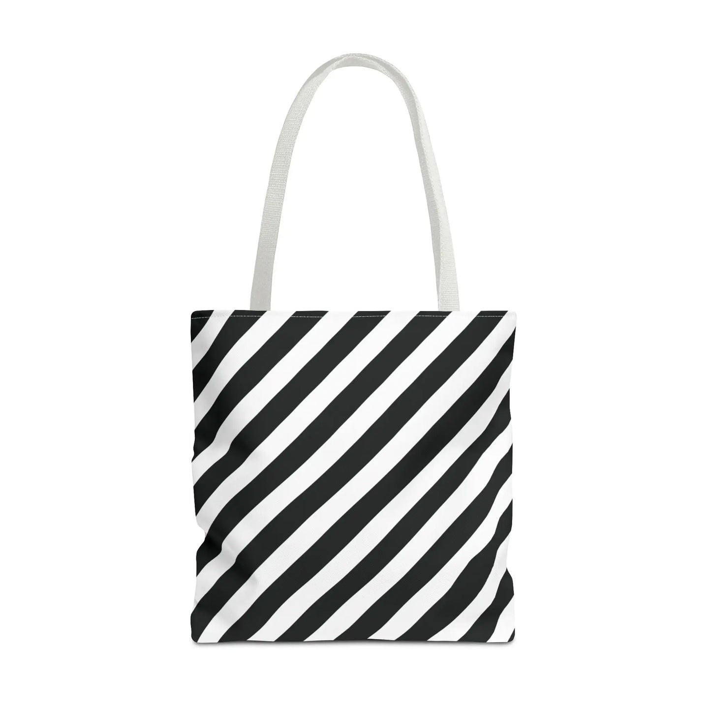 Black and White Diagonal Striped Tote Bag - 18’’ × 18’’ / White - Tote Bag
