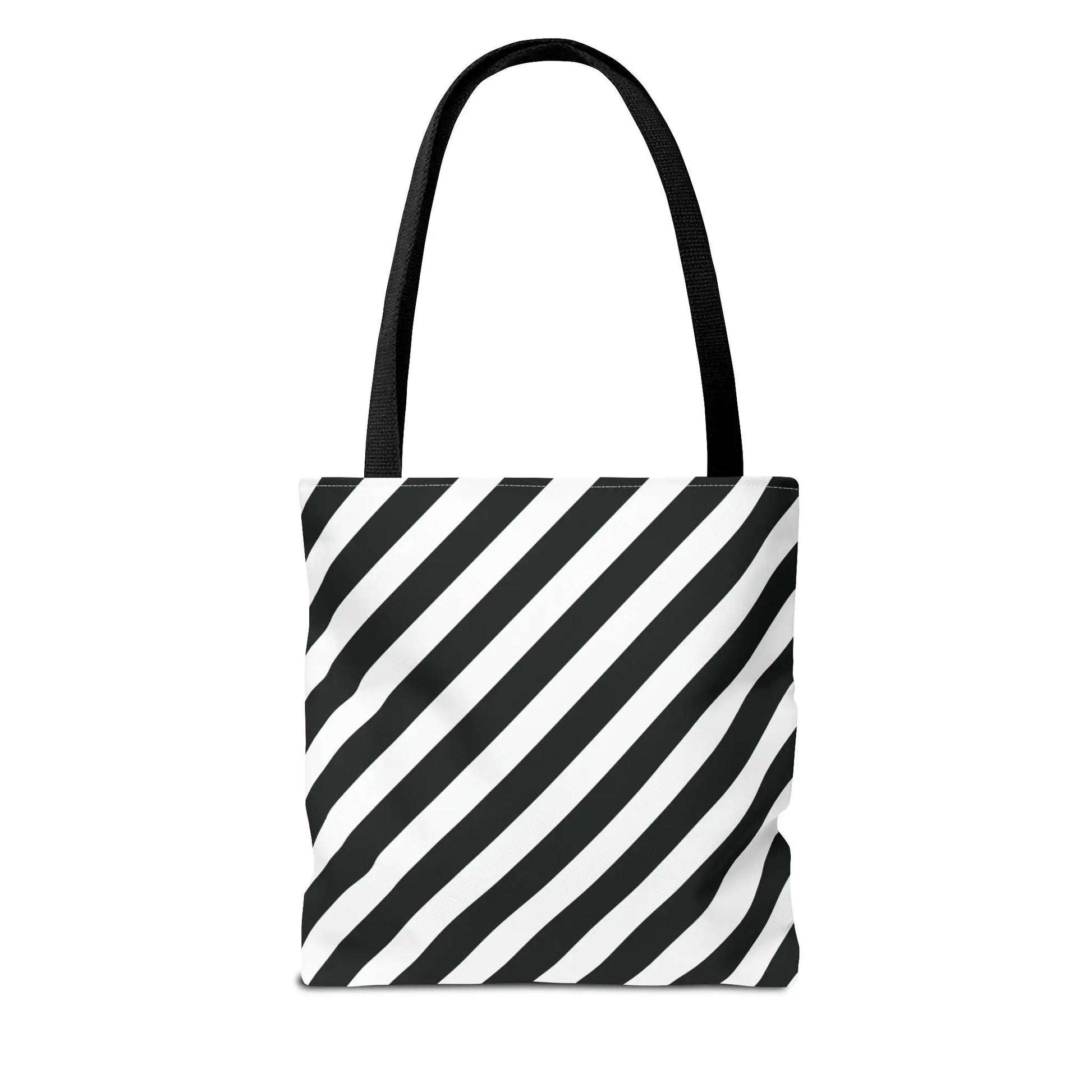 Black and White Diagonal Striped Tote Bag - Tote Bag