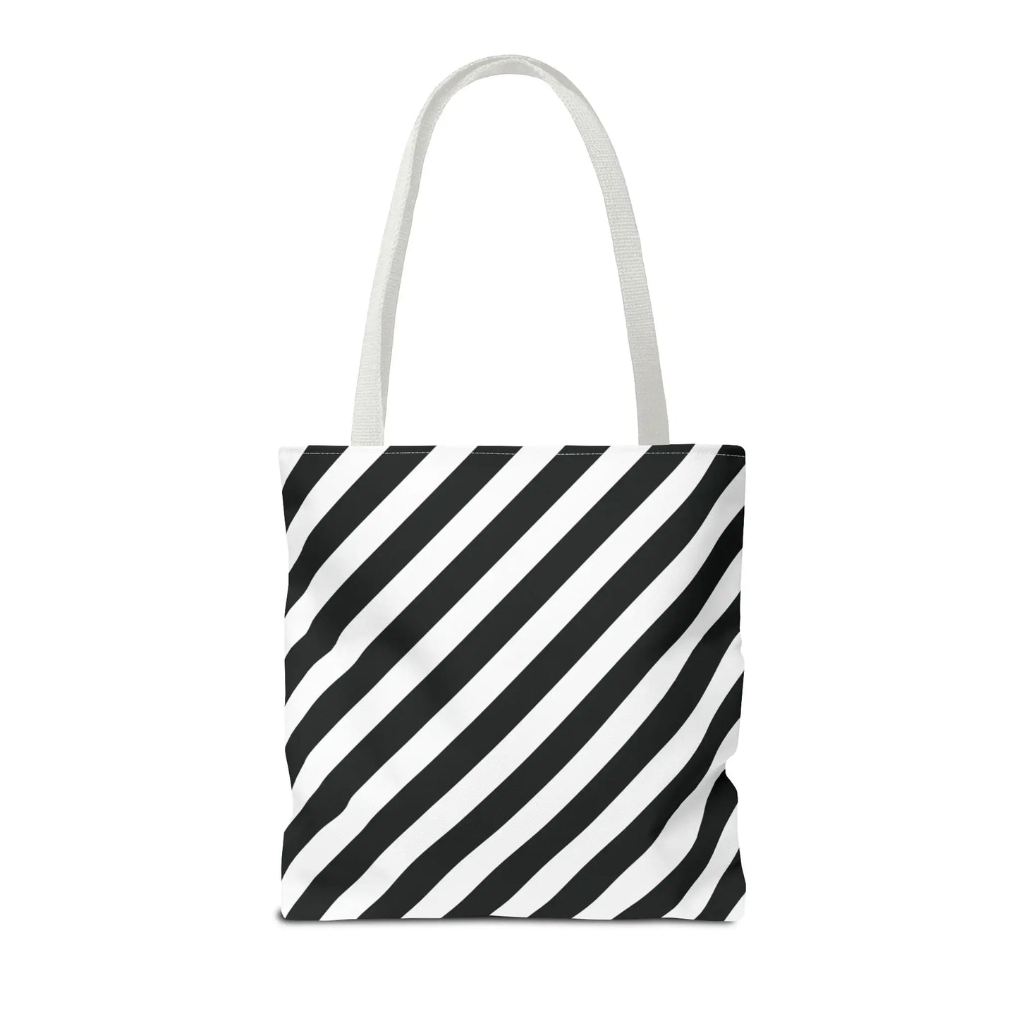 Black and White Diagonal Striped Tote Bag - Tote Bag