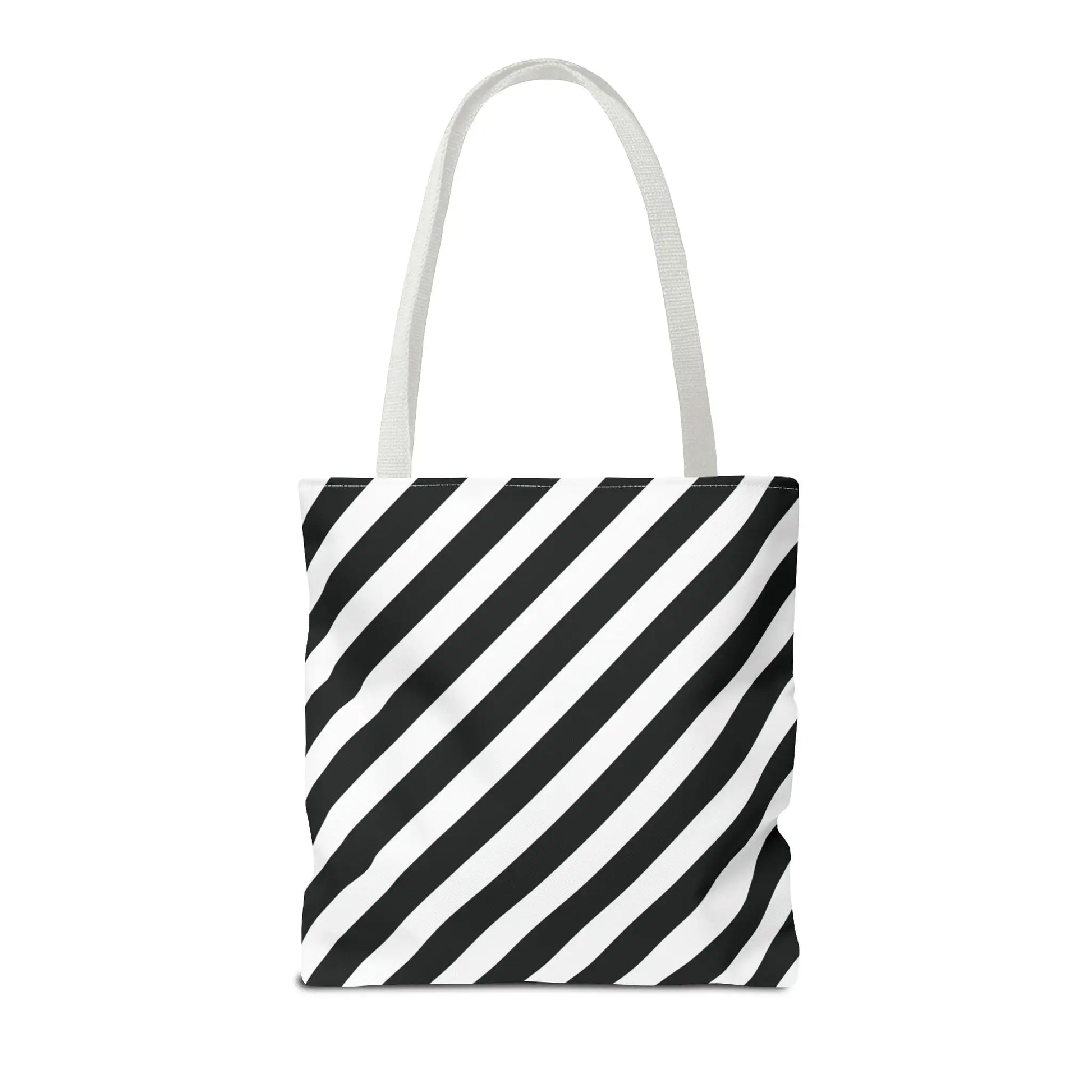Black and White Diagonal Striped Tote Bag - Tote Bag