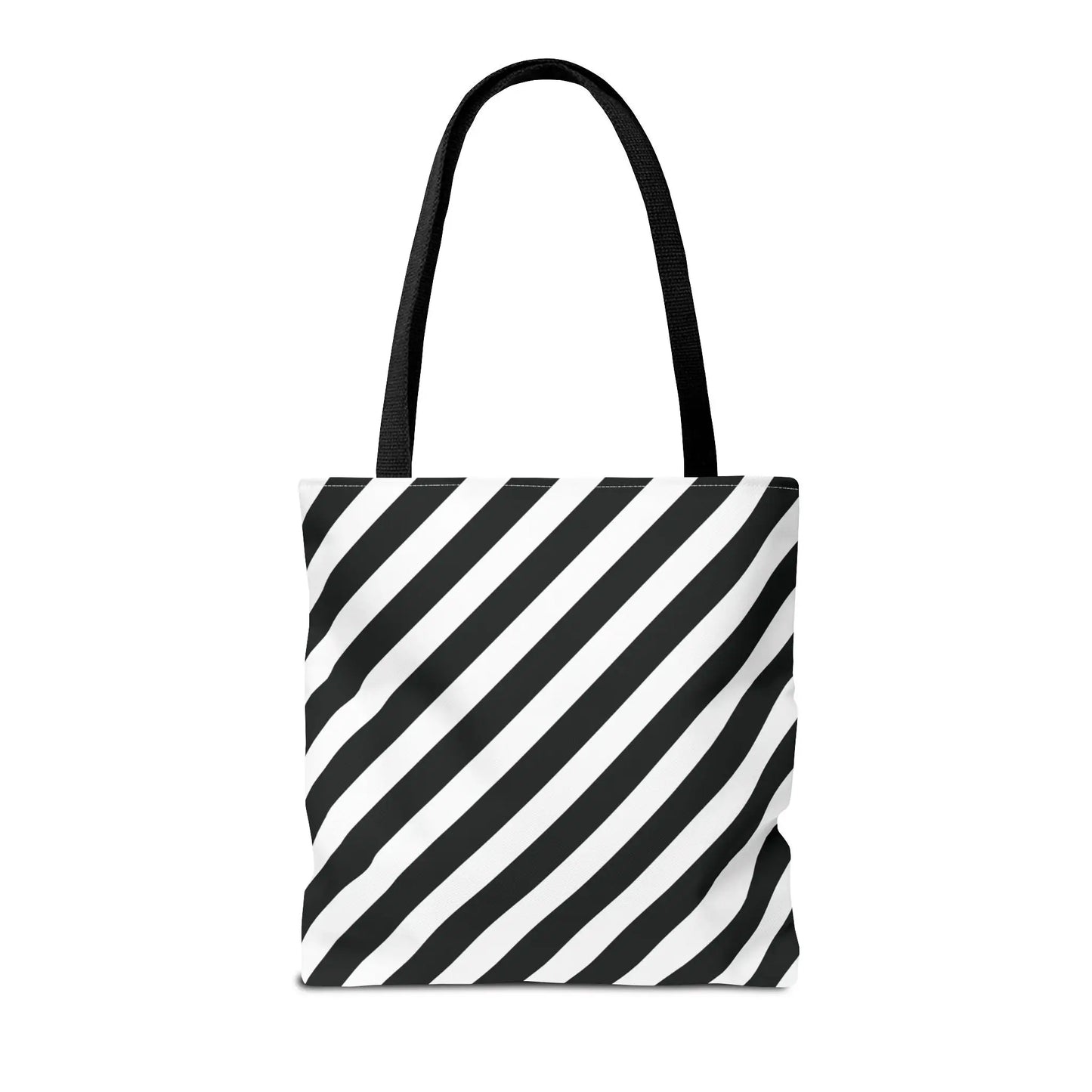 Black and White Diagonal Striped Tote Bag - Tote Bag