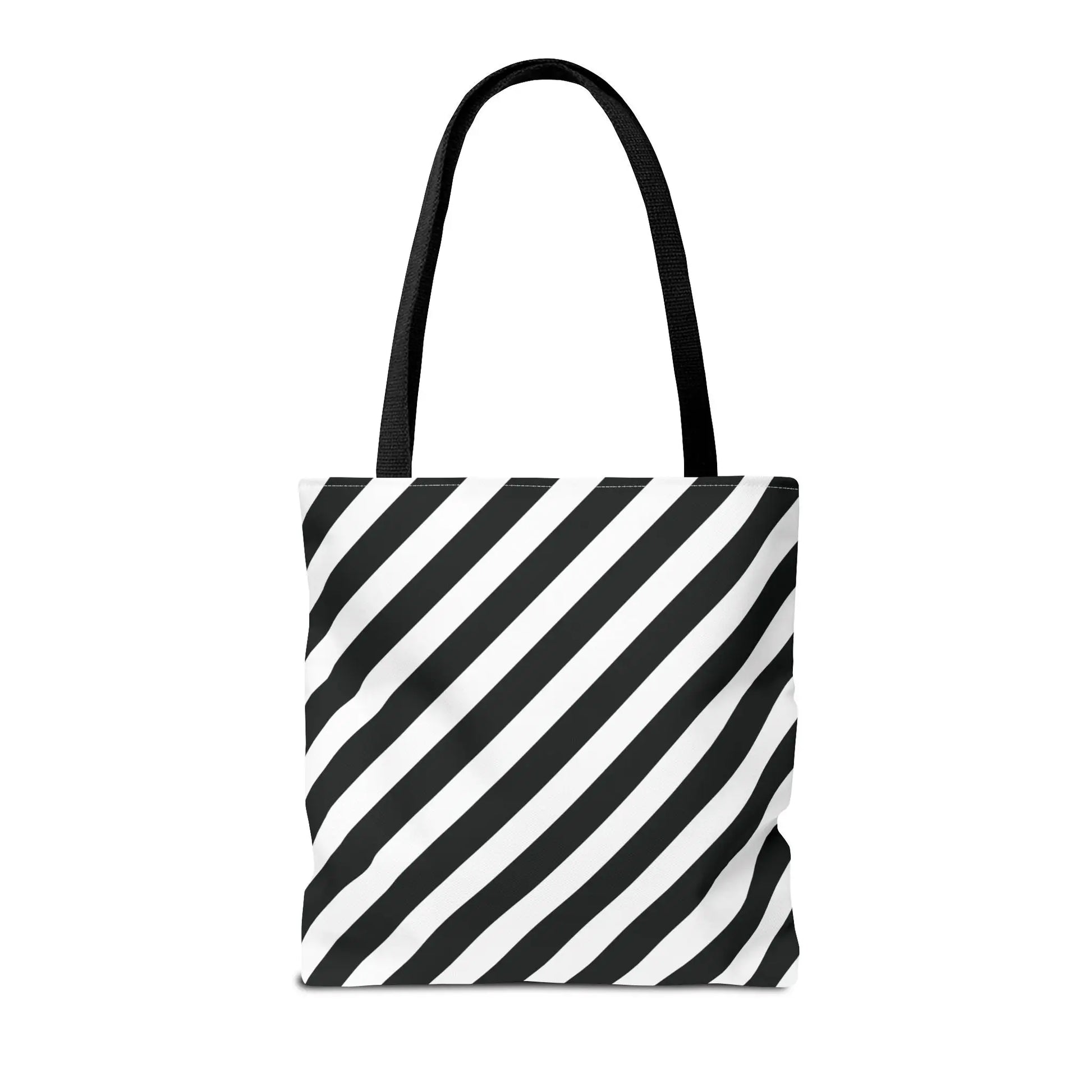Black and White Diagonal Striped Tote Bag - Tote Bag