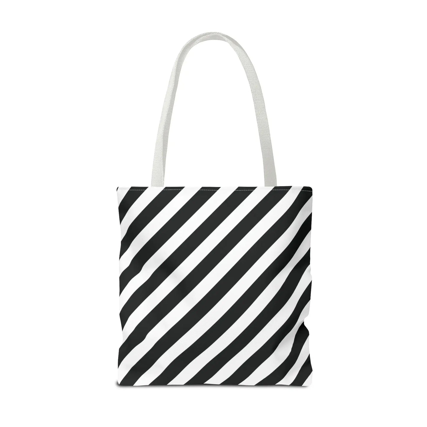 Black and White Diagonal Striped Tote Bag - Tote Bag