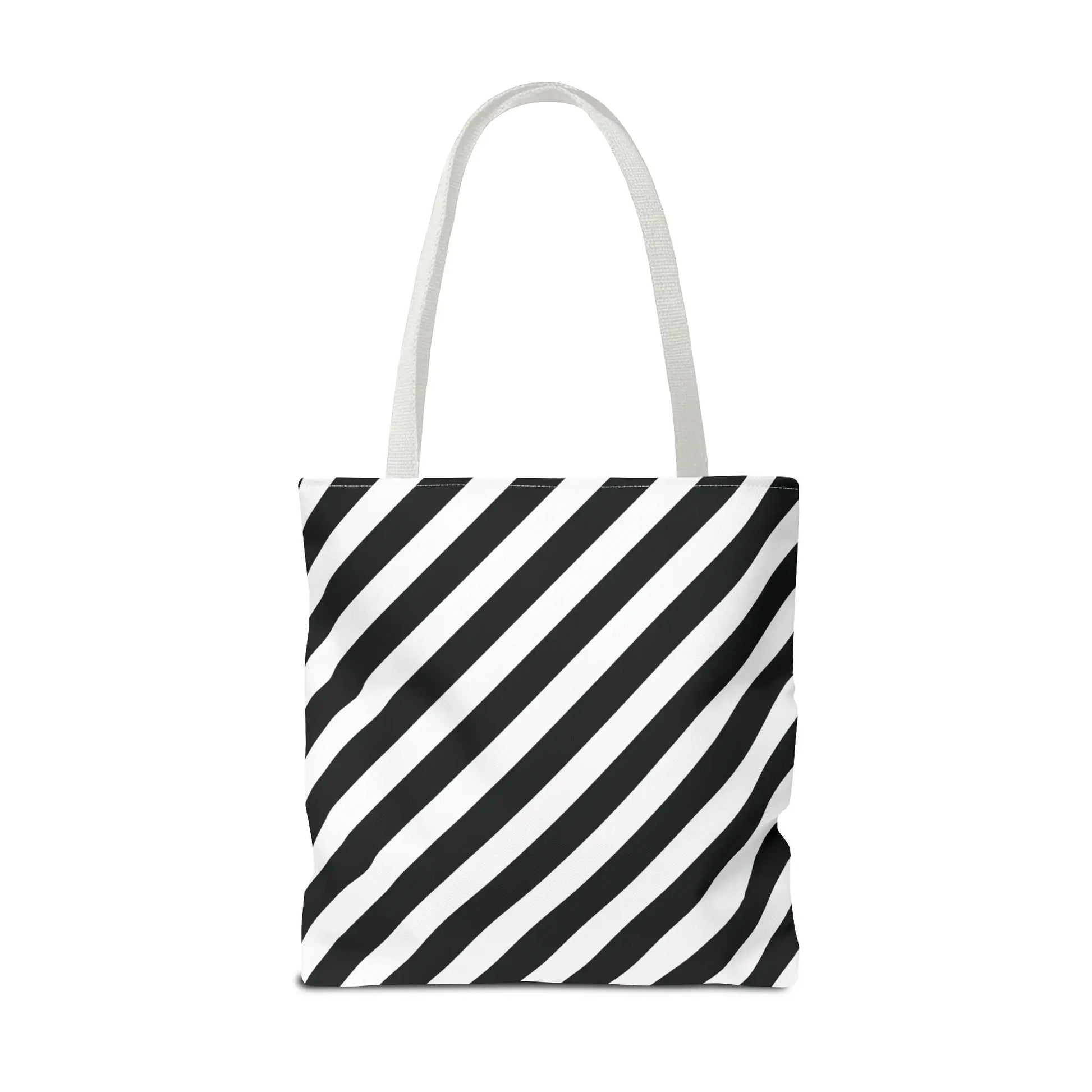 Black and White Diagonal Striped Tote Bag - Tote Bag