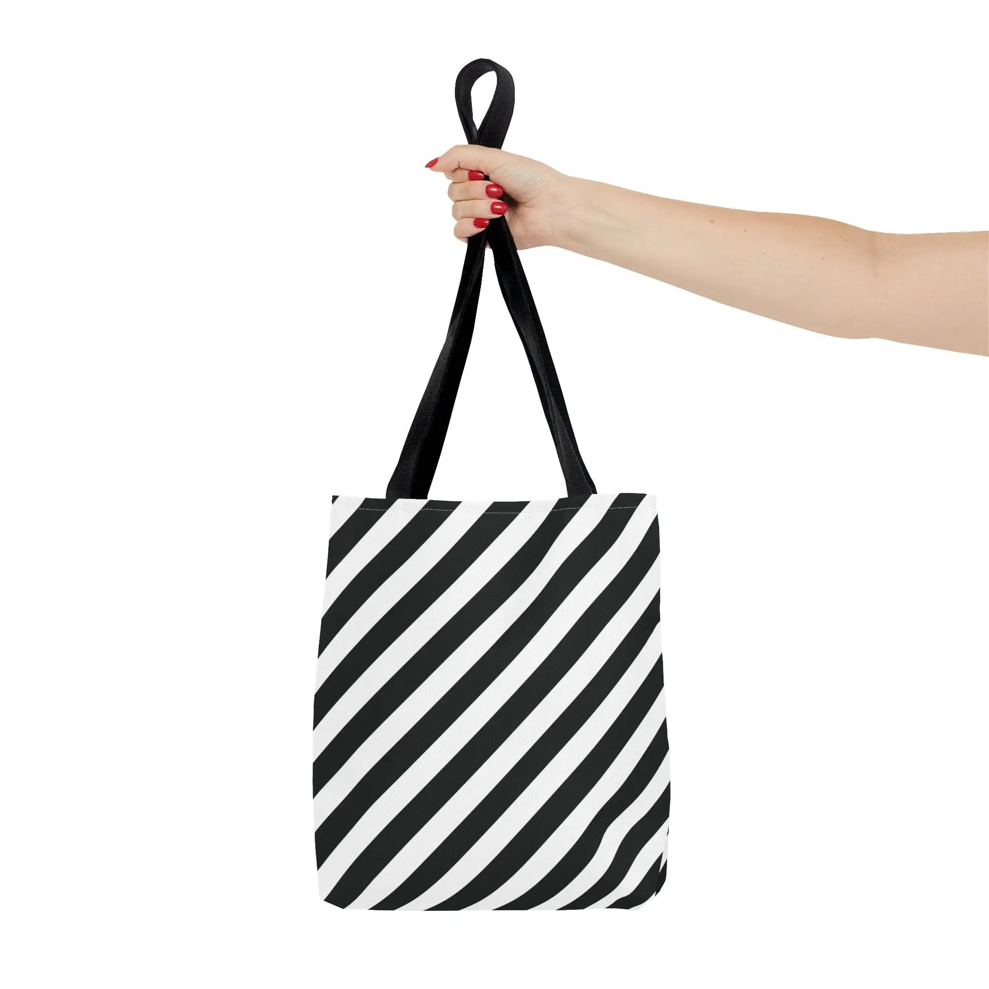 Black and White Diagonal Striped Tote Bag - Tote Bag