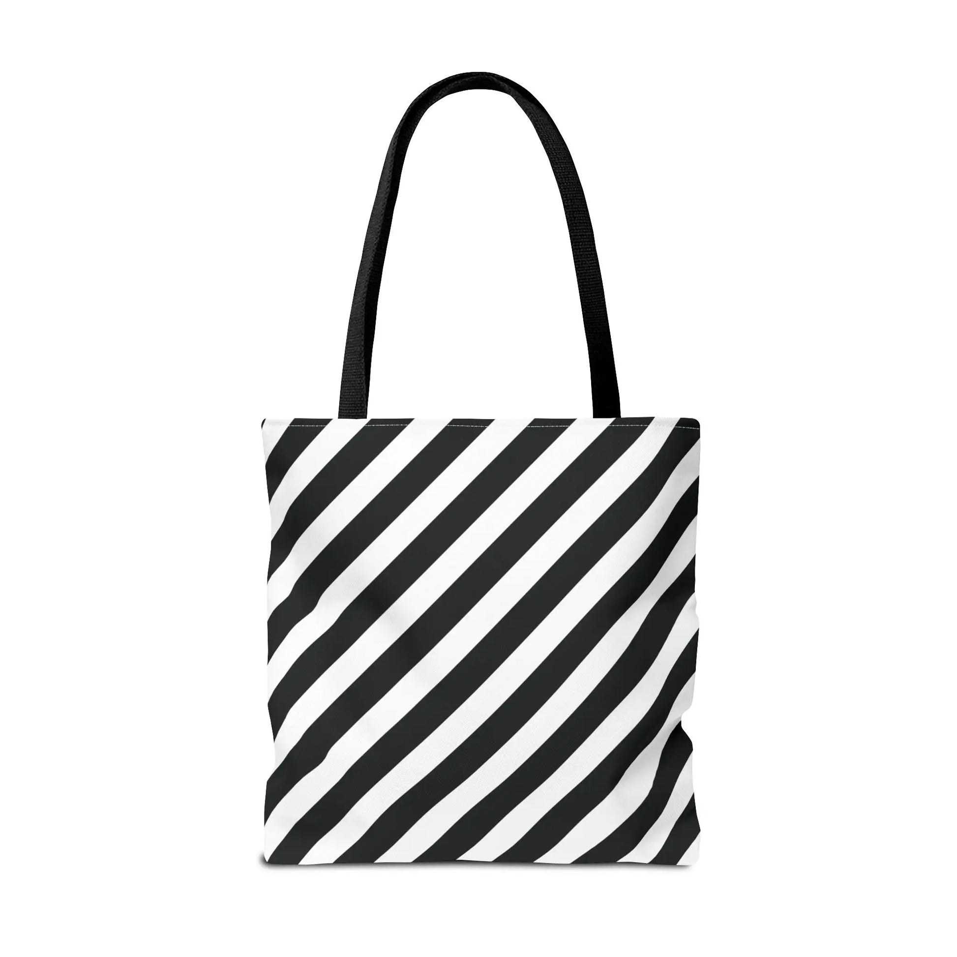 Black and White Diagonal Striped Tote Bag - Tote Bag