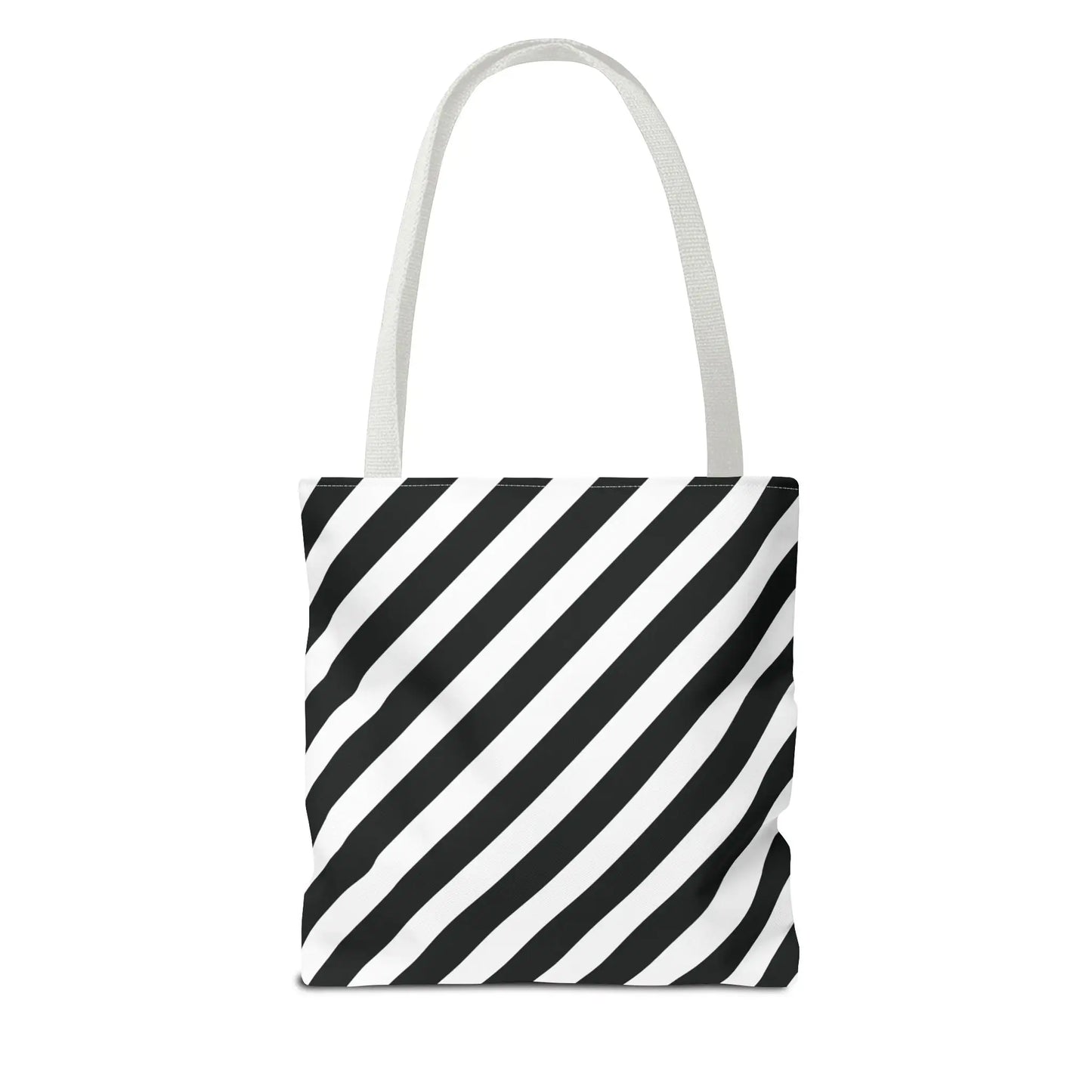Black and White Diagonal Striped Tote Bag - Tote Bag