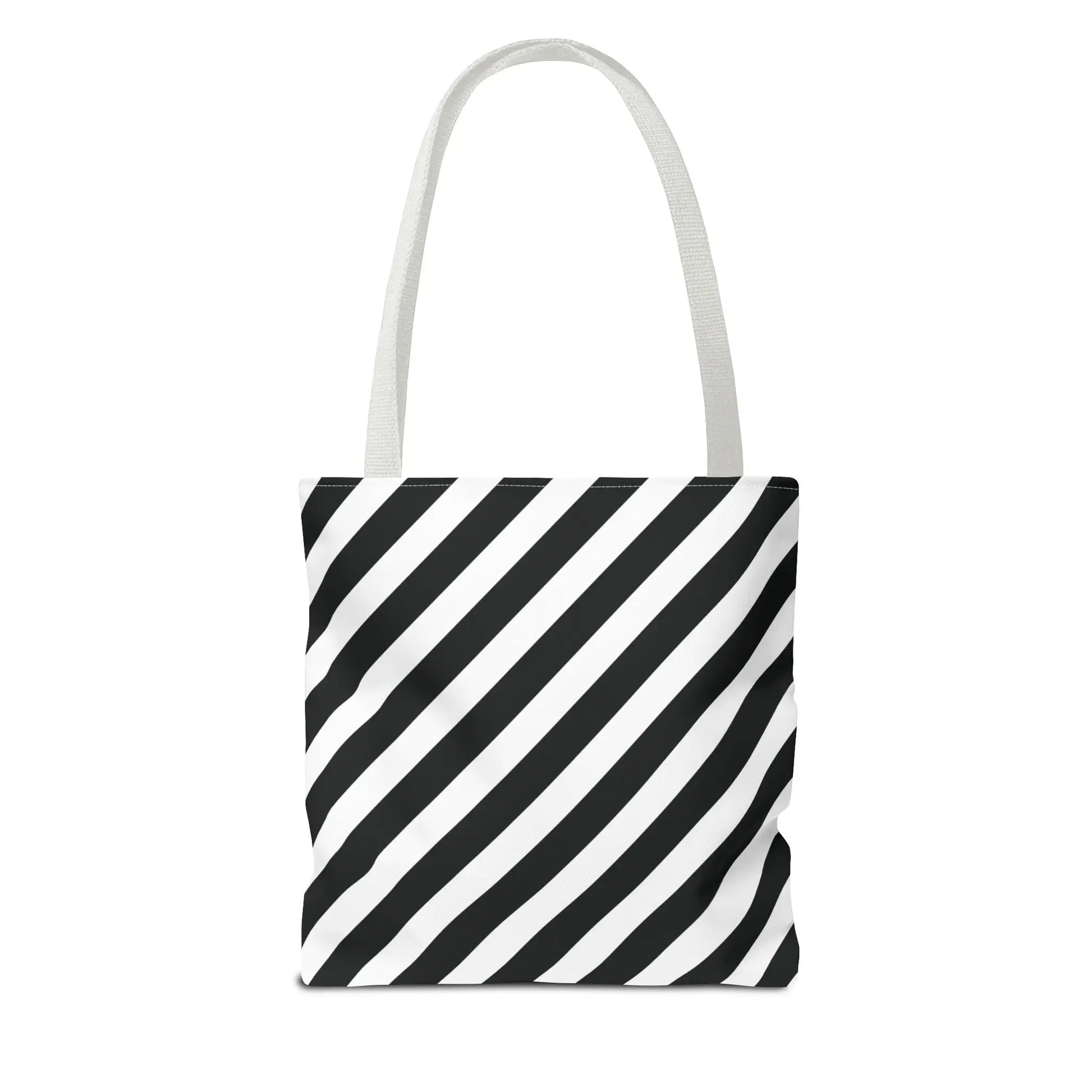 Black and White Diagonal Striped Tote Bag - Tote Bag