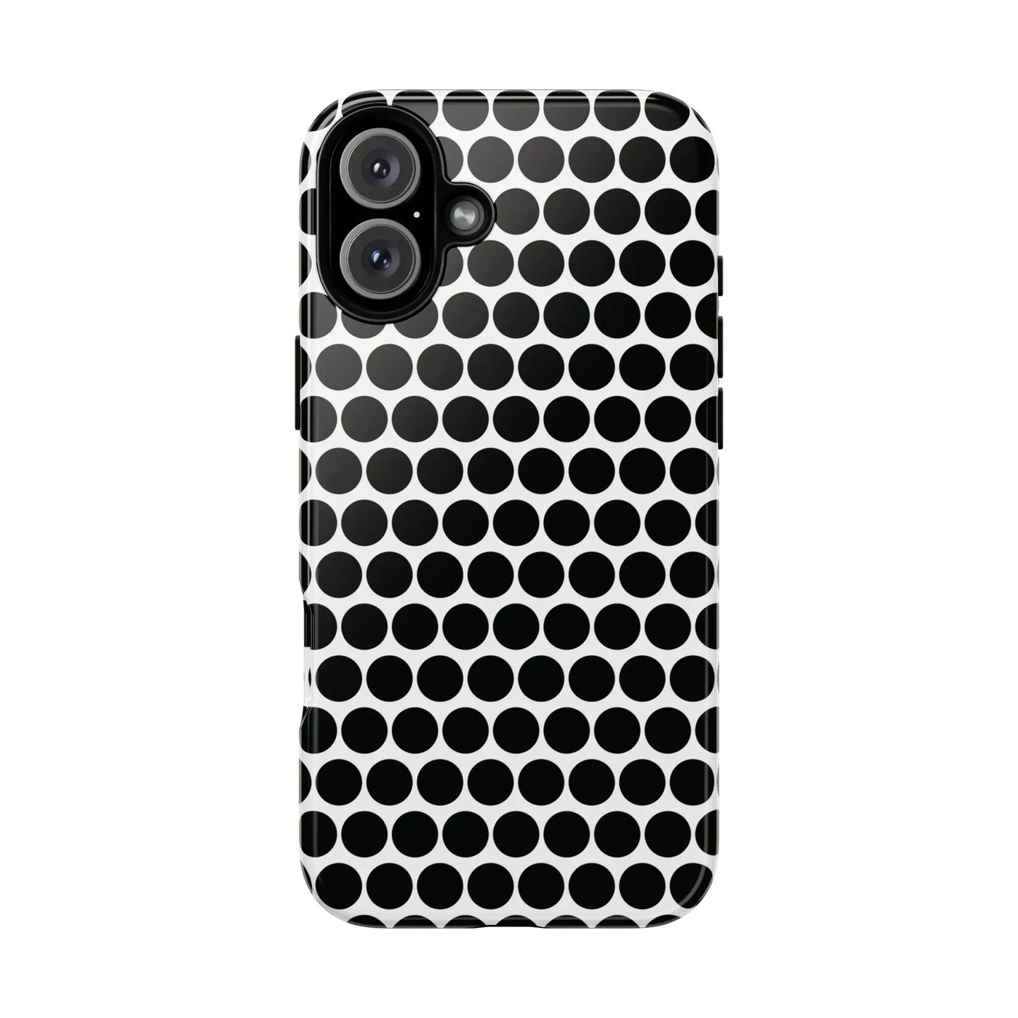 Back side of black white dot pattern tough phone case with glossy finish for iphone samsung google models