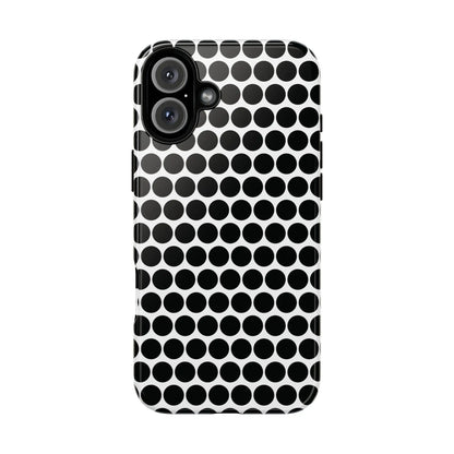 Back side of black white dot pattern tough phone case with glossy finish for iphone samsung google models